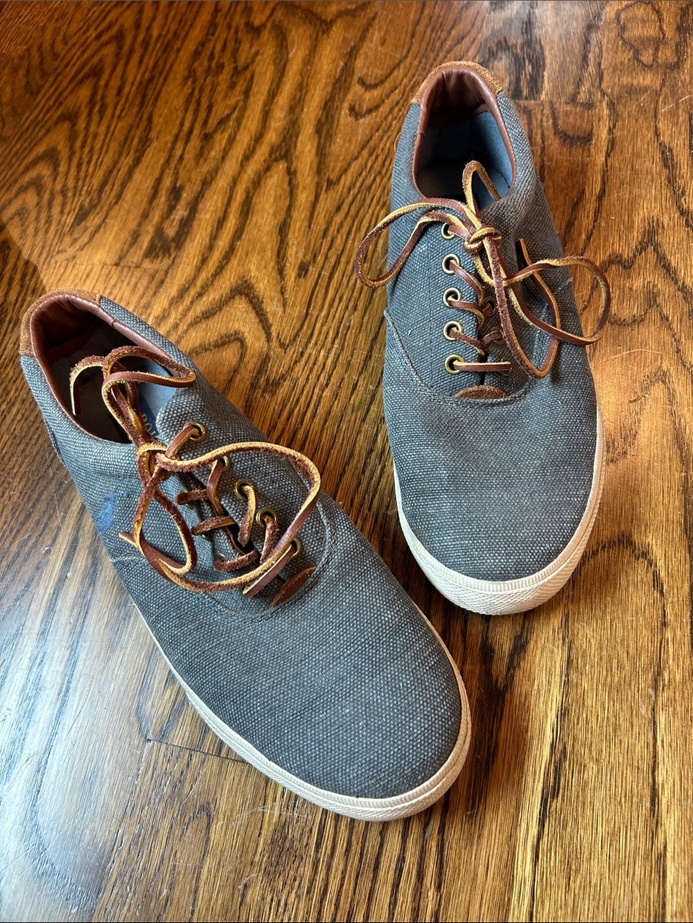 Polo Ralph Lauren Vaughn Shoes Men's Canvas Lace-Up Sneakers in Charcoal Gray